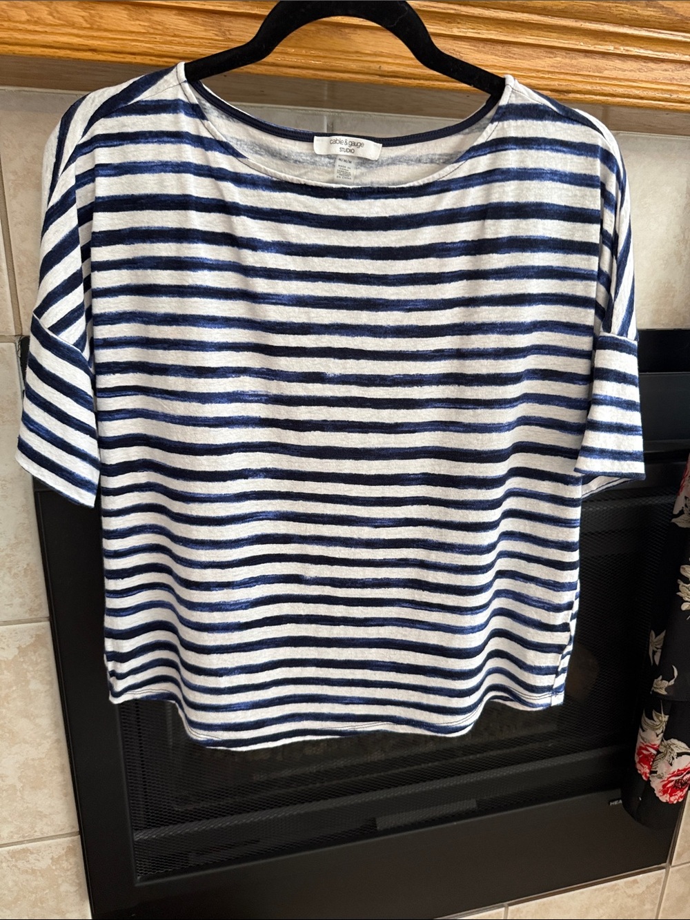 Cable & Gauge Navy and White Striped Top